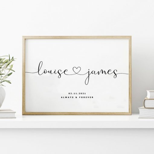 Personalized Print Custom Couple Names and Date Wall Art Canvas Painting Posters and Prints Wedding Anniversary 2