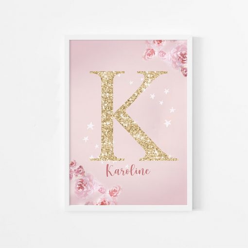 Pink Kawaii Room Decor Swan Nursery Wall Art Canvas Painting Name Personalized Letter Wall Posters and 2