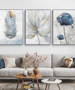 Scandinavian Flower Canvas Art Abstract Painting Print Feather Decoration Picture for Living Room Nordic Home Decor 2