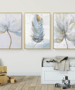 Scandinavian Flower Canvas Art Abstract Painting Print Feather Decoration Picture for Living Room Nordic Home Decor 3