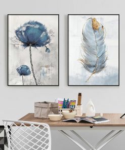 Scandinavian Flower Canvas Art Abstract Painting Print Feather Decoration Picture for Living Room Nordic Home Decor 4