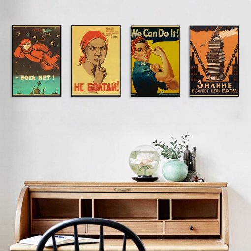 Soviet USSR CCCP Posters Celebrity Stalin Retro Kraft Paper Sticker Vintage Room Home Bar Cafe Decor 1