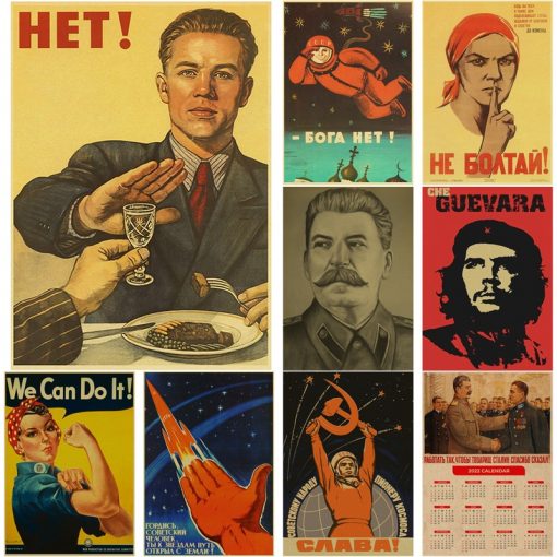 Soviet USSR CCCP Posters Celebrity Stalin Retro Kraft Paper Sticker Vintage Room Home Bar Cafe Decor