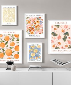 Valencia Orange Positano Lemon Flowers Leaves Wall Art Print CanvasNordic Poster Painting Wall Pictures For Living 2