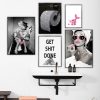 WC Toilet Poster Decoration Fashion Sexy Naked Woman Decorative Paintings Bling Roll Paper Canvas Wall Art