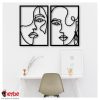 Wooden Binary Woman Face Silhouette Wall Art Decoration Quality Gift Ideas Love Black Modern Home Office