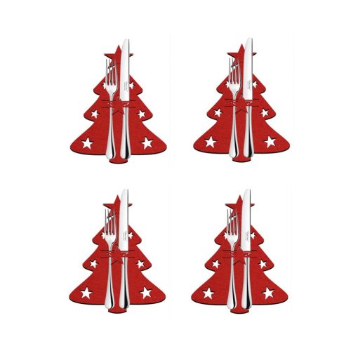 2022 New Year Xmas 4 Pcs Utensil Holders Silverware Cutlery Pouch Knifes Forks Bag for Christmas 3