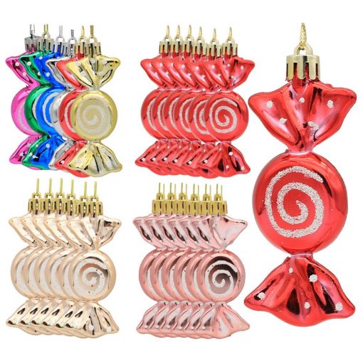6Pcs Christmas Pendant Electroplating Candy Xmas Ball Christmas Tree Ornaments New Year 2023 Noel Home Decor