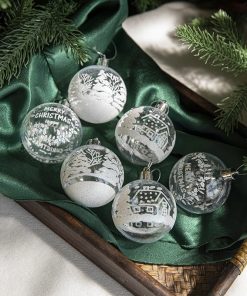 6Pcs box 6cm Transparent Painting Christmas Ball New Year Xmas Tree Ornaments Decoration for Home 2023 1