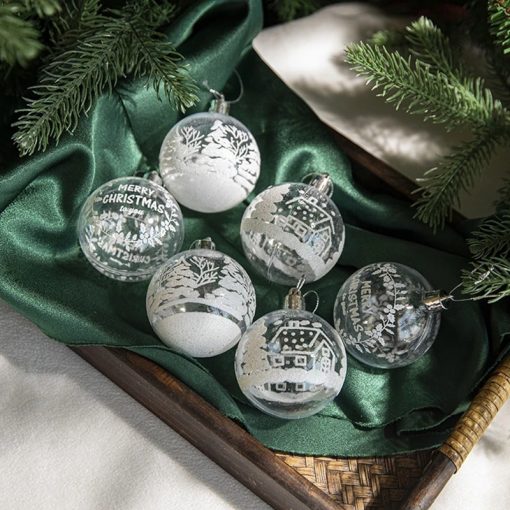 6Pcs box 6cm Transparent Painting Christmas Ball New Year Xmas Tree Ornaments Decoration for Home 2023 1