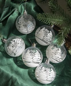 6Pcs box 6cm Transparent Painting Christmas Ball New Year Xmas Tree Ornaments Decoration for Home 2023 2