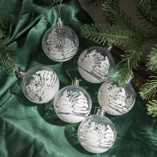 6Pcs box 6cm Transparent Painting Christmas Ball New Year Xmas Tree Ornaments Decoration for Home 2023 2