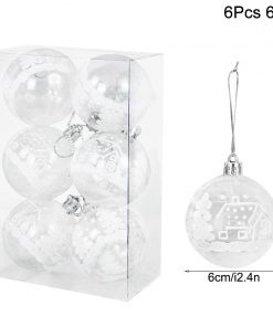 6Pcs box 6cm Transparent Painting Christmas Ball New Year Xmas Tree Ornaments Decoration for Home 2023 5