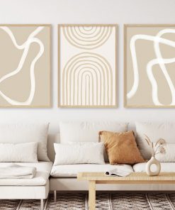 Abstract Beige Geometric Line Poster Minimalist Canvas Print Paintings Wall Art Pictures Interior for Living Room 2
