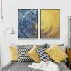 Abstract Blue Meets Yellow Circle Wall Art Canvas Paintings Poster and Prints Pictures for Bedroom Living