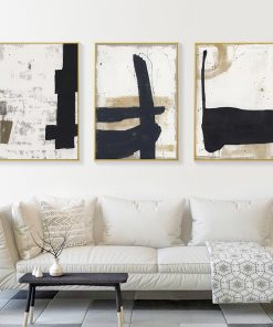 Abstract Brush Strokes Ink Black Beige Wall Art Canvas Paintings Posters and Prints Pictures for Living 1