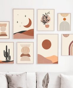 Abstract Desert Cactus Geometric Landscape Wall Art Canvas Painting Nordic Posters And Print Wall Pictures For 2