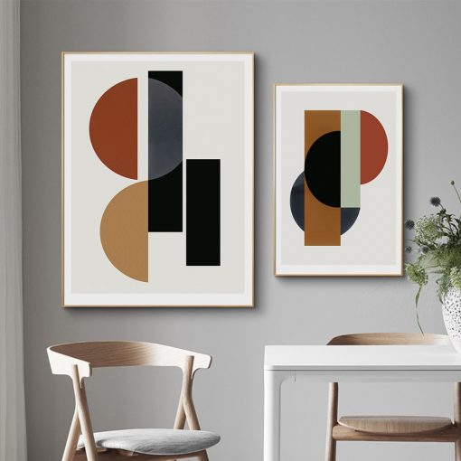 Abstract Geometric Shapes Scandinavian Canvas Painting Nordic Wall Art Pictures Poster Print Interior Living Room Home 2