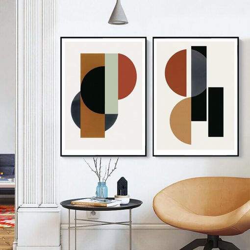 Abstract Geometric Shapes Scandinavian Canvas Painting Nordic Wall Art Pictures Poster Print Interior Living Room Home