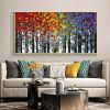 Abstract Tree With Colorful Leaves 100 Hand Painted Oil Painting On Canvas Thick Palette Knife Painting
