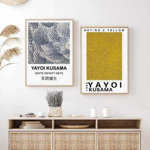 Abstract Yayoi Kusama Posters Modern Canvas Painting Wall Art Print Pictures for Bedroom Living Room Interior