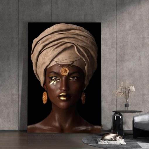 African Beauty Woman Girl Flower Art Posters Canvas Painting Wall Print Scandinavian Pictures for Living Room 1