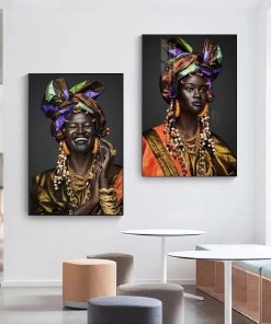 African Beauty Woman Girl Flower Art Posters Canvas Painting Wall Print Scandinavian Pictures for Living Room 2