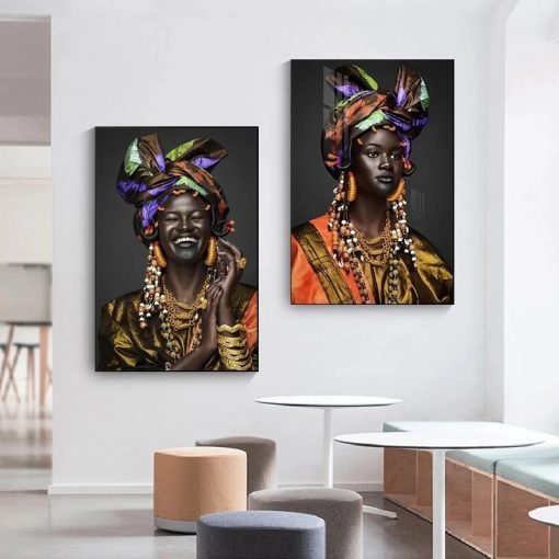 African Beauty Woman Girl Flower Art Posters Canvas Painting Wall Print Scandinavian Pictures for Living Room 2