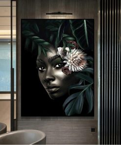 African Beauty Woman Girl Flower Art Posters Canvas Painting Wall Print Scandinavian Pictures for Living Room 3