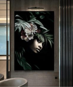 African Beauty Woman Girl Flower Art Posters Canvas Painting Wall Print Scandinavian Pictures for Living Room 4