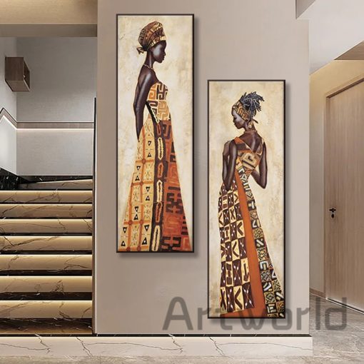 African Tribal Black Women Canvas Print Painting Abstract Figure Big Poster Wall Art Picture for Living 1