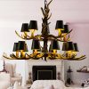 American Country Retro style Antler Resin Chandelier Lamp for Modern Dining Room Luminaire Living Room LED