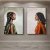 Beautiful African Woman In National Dress Portrait Poster And Prints Black Art Canvas Oil Painting Wall