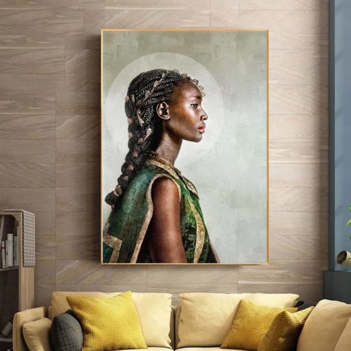 Beautiful African Woman In National Dress Portrait Poster And Prints Black Art Canvas Oil Painting Wall 3