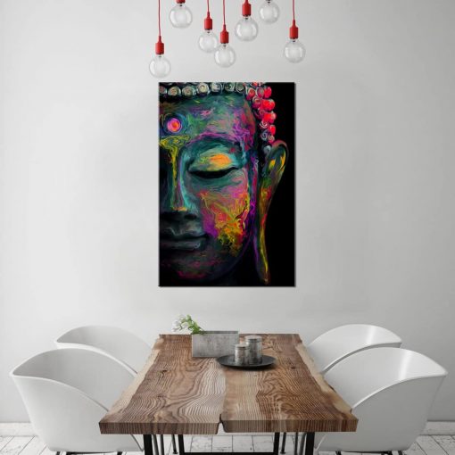 Buddha wall art Canvas painting Living room decoration Color Buddha face printing art Zen study bedroom 1