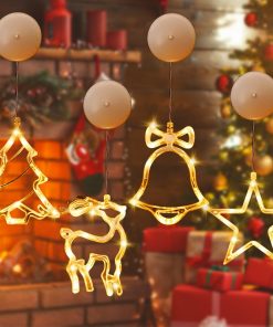 Christmas LED Light Snowflake Santa Deer Hanging Sucker Lamp Window Ornaments Decoration for Home Navidad 2023 1