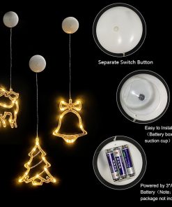 Christmas LED Light Snowflake Santa Deer Hanging Sucker Lamp Window Ornaments Decoration for Home Navidad 2023 5