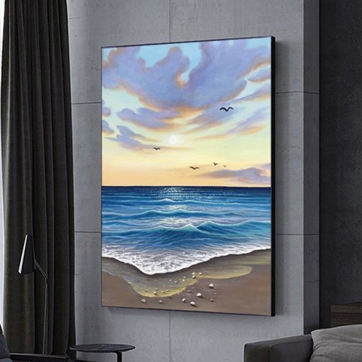 Custom Abstract Decorative Canvas Wall Art Handmade Seascape Oil Painting Modern Living Room Bedroom Porch Hotel 4
