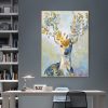 Deer Canvas Prints Animal Posters Wall Art For Living Room Colorful Leaf Pictures Oil Painting On