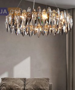 LED Postmodern Crystal Leaves Silver Gold Chandelier Hanging Lamp Lighting Lustre Chandelier Lighting For Dinning Room 5