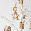 Merry Christmas LED Light Wooden House Luminous Cabin Christmas Decorations for Home DIY Xmas Tree Ornaments