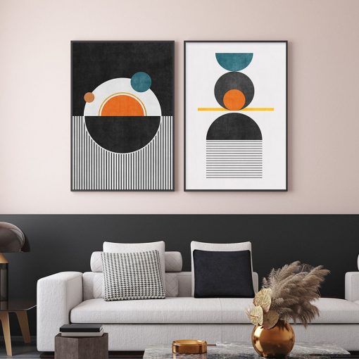 Mid Century Abstract Geometric Black Light Posters Canvas Paintings Wall Art Prints Poster Pictures Living Room 1