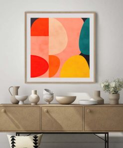 Mid Century Abstract Watercolor Colorful Geometric Poster Canvas Print Painting Wall Art Picture for Living Room 2