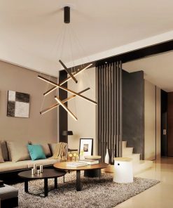 Modern Black Stair Chandelier simple modern duplex building high rise empty living Dining room hall Bedroom 3