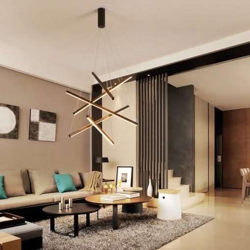 Modern Black Stair Chandelier simple modern duplex building high rise empty living Dining room hall Bedroom 3