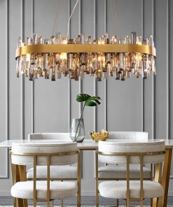 Modern Smoke Grey Crystal Chandelier Restaurant Light Luxury LED Chandelier for Living Room Dining Decoration Cristal 3