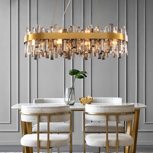 Modern Smoke Grey Crystal Chandelier Restaurant Light Luxury LED Chandelier for Living Room Dining Decoration Cristal 3