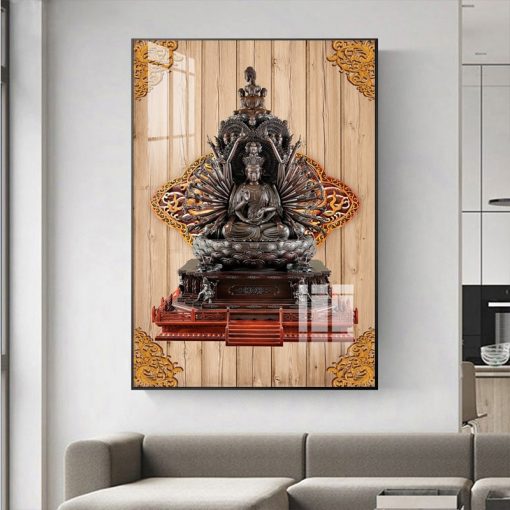 New Chinese Style Guanyin God Buddha Wall Art Modern Canvas Paintings Wall Picture Buddhism Posters Decor 4