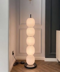 Nordic Gourd String Floor Lamp Modern Living Room Bedroom Study Famous Place White Glass Lampshade Designer 3