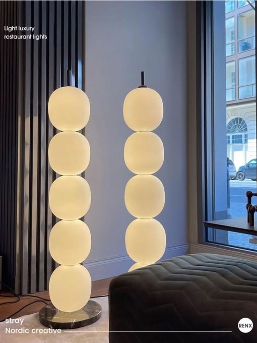 Nordic Gourd String Floor Lamp Modern Living Room Bedroom Study Famous Place White Glass Lampshade Designer